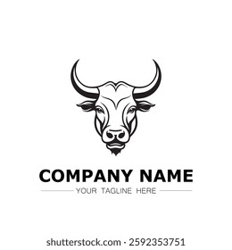 Bull icon logo vector image black and white illustration