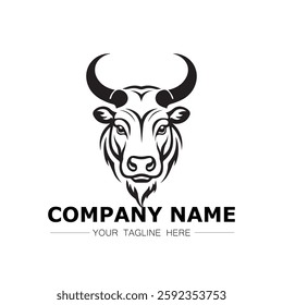 Bull icon logo vector image black and white illustration