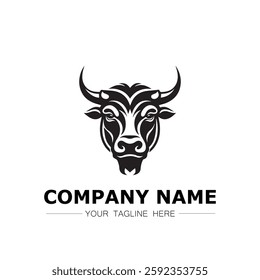 Bull icon logo vector image black and white illustration