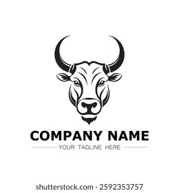 Bull icon logo vector image black and white illustration