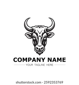 Bull icon logo vector image black and white illustration