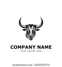 Bull icon logo vector image black and white illustration