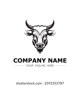 Bull icon logo vector image black and white illustration