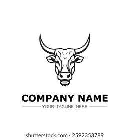 Bull icon logo vector image black and white illustration