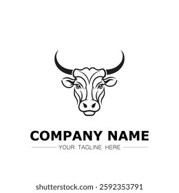 Bull icon logo vector image black and white illustration