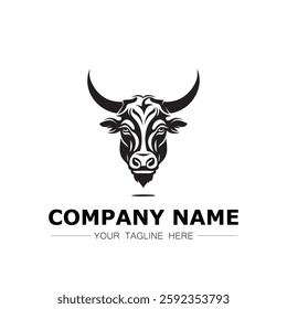 Bull icon logo vector image black and white illustration