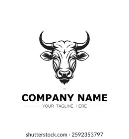 Bull icon logo vector image black and white illustration