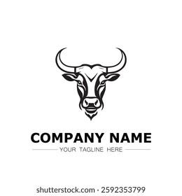 Bull icon logo vector image black and white illustration