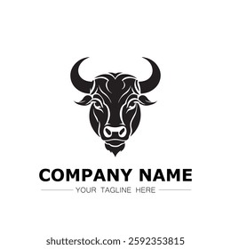 Bull icon logo vector image black and white illustration