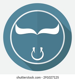 bull icon on white circle with a long shadow