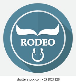 bull icon on white circle with a long shadow