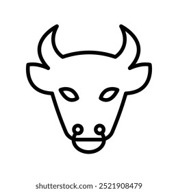 bull icon. Outline style design isolated on white background