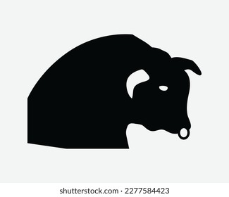 Bull Icon Ox Cow Head Buffalo Horn Animal Ring Toreador Taurus Black White Silhouette Symbol Sign Graphic Clipart Artwork Illustration Pictogram Vector svg