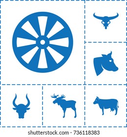 Bull icon. set of 6 bull filled icons such as moose, cow