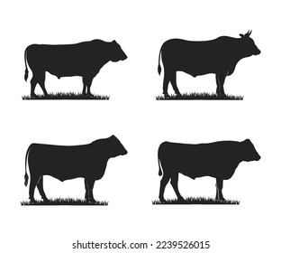 Bull icon set. Vector illustration of Bull Silhouette logo icon set