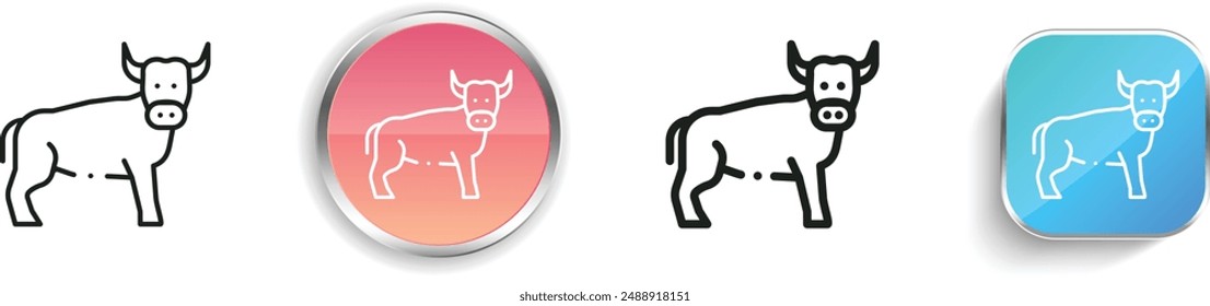 bull icon. Thin Linear, Regular and Button Style Design Isolated On White Background
