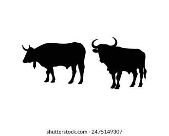 Bull icon vector. Bull Silhouette isolated white background. Vector Illustration