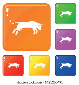 Bull icons set collection vector 6 color isolated on white background