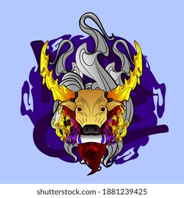 bull illustration design for sukajan is mean japan traditional cloth or t-shirt with digital hand drawn Embroidery Men T-shirts Summer Casual Short Sleeve Hip Hop T Shirt Streetwear