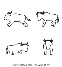 Bull Illustration Design, Vector Icon, Line Vector