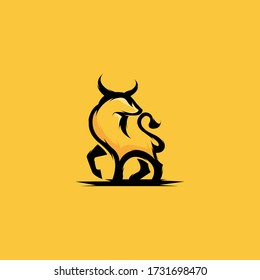 Bull illustration logo design vector premium