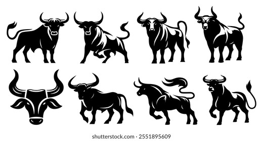 Bull illustration. Minimal design. Fit for logo, symbol, brand, mark, merch. Vector Eps 10.