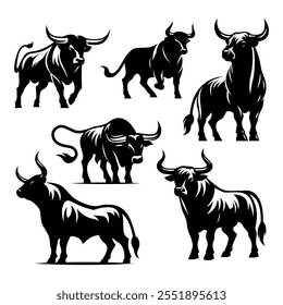 Bull illustration. Minimal design. Fit for logo, symbol, brand, mark, merch. Vector Eps 10.