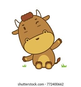 Bull illustration winking with open arms