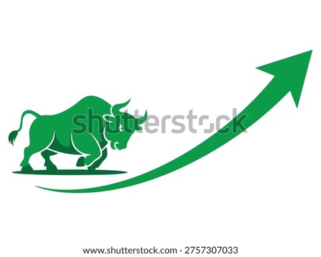 Bull and increase arrow vector symbolizing bull market growth and optimistic financial trends ideal for stock market analyses investment strategies and economic forecasts indicating upward momentum