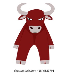Bull. Isolated vector flat image on white background.