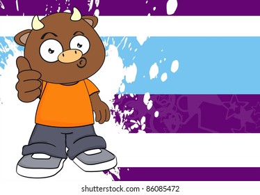 bull kid cartoon background in vector format