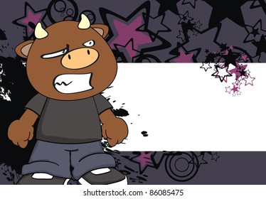 bull kid cartoon background in vector format