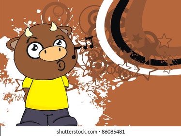 bull kid cartoon background in vector format