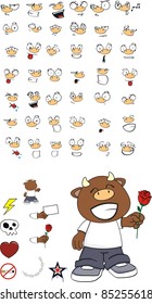 bull kid cartoon set in vector format