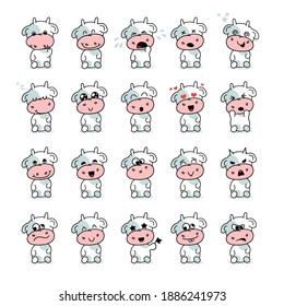 bull kid emotion vector set, emotion collection, love, joy, anger, shame, dream, cry, stupidity, fear