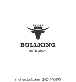 Bull king logo, bull head with crown logo design concept