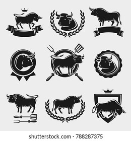 bull labels and elements set. Vector