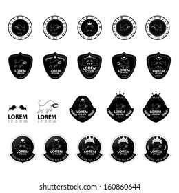 Bull Labels Set - Isolated On White Background - Vector Illustration, Graphic Design Editable For Your Design