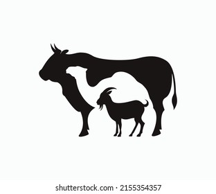 Bull, Lamb, Goat, Camel Vector. Animal stencil, Farm animals. Stacked Cow, Lamb, Bull, Goat Vector.	