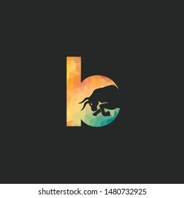 Bull letter B vector logo design. Simple animal letter B vector logo design template.