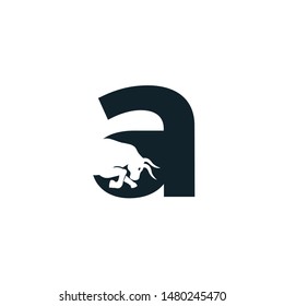 Bull letter A vector logo design. Simple animal letter A vector logo design template.