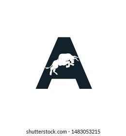Bull letter A vector logo design. Simple animal letter A vector logo design template.
