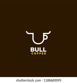 bull line coffee logo icon designs vector