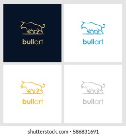 bull line company logo. wild animal logo with minimalist concept