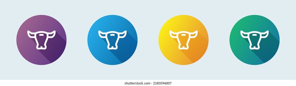 Bull line icon in flat deisgn style. Strength and perseverance signs vector illustration.