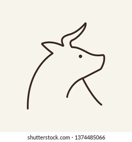Bull line icon. Head, profile, ox, animal. Trade concept. Vector illustration can be used for topics like for stock exchange market, mascot, trading