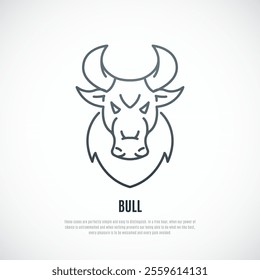Bull line icon. Portrait wild Bull in line style. Stock vector illustration.