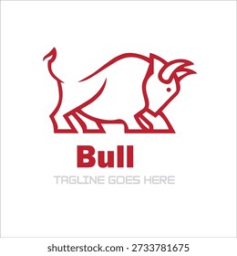 Bull Line Logo Design Template Vector