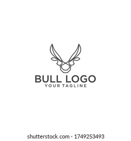 bull line logo design vector