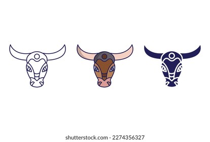 Bull line and solid illustration icon